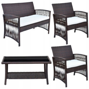Meble Ogrodowe Zestaw Rattan Sofa Fotele Stolik