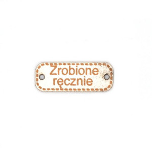 Przywieszka Zrobione Ręcznie Ekoskóra Biała 20 Mm