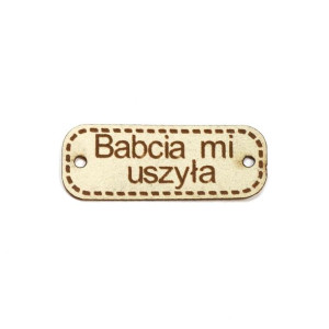 Przywieszka Babcia Mi Uszyła Ekoskóra Jasny Brąz 30 Mm