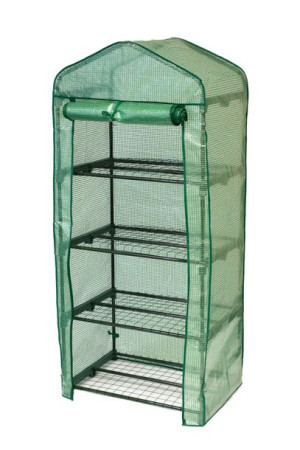 Mini Szklarnia ogrodowa na balkon 4 półki - zielona - Crocus II - 70x50x158