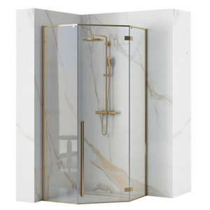 Kabina Prysznicowa Uchylna Pięciokątna Diamond Gold Złota 90x90 cm