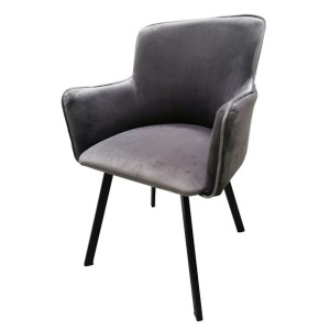 Krzesło tapicerowane VICTORIA szary metalowe nogi