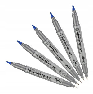 Zestaw Marker Pisak dwustronny do CD 5x niebieski