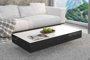 Stolik Pixel 90cm biało-czarny wysoki połysk