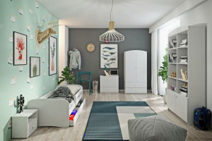 Zestaw mebli dziecięcych z szafką nocną i łóżkiem 160x80 BABYDREAMS
