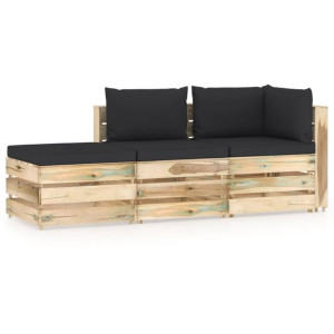 3-cz. zestaw wypoczynkowy do ogrodu, z poduszkami, drewniany
