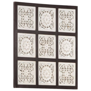 Ręcznie rzeźbiony panel ścienny, MDF, 60x60x1,5 cm, brąz i biel