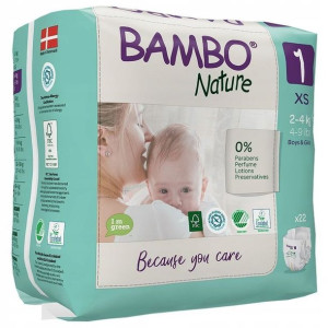 Pieluszki Bambo Nature 1 Newborn 2-4kg + GRATIS