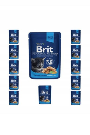 Pakiet Brit Premium Chicken Chunks Kurczak Kitten 11x100 g + 1 GRATIS!