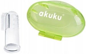 AKUKU Silikonowa Szczoteczka Do Zębów + Etui Zielone