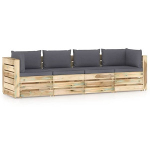 Ogrodowa sofa 4-os z poduszkami, impregnowane na zielono drewno