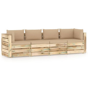 Ogrodowa sofa 4-os z poduszkami, impregnowane na zielono drewno