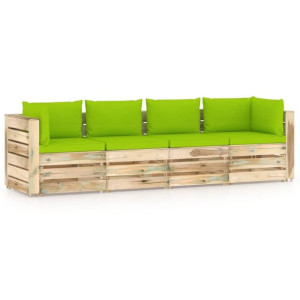 Ogrodowa sofa 4-os z poduszkami, impregnowane na zielono drewno