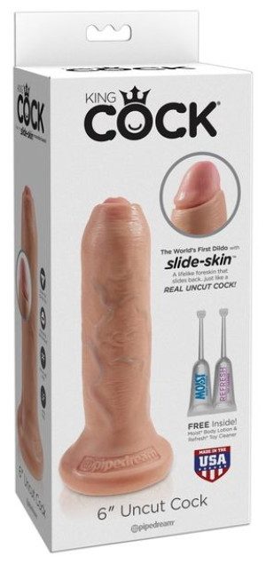 Dildo King Cock Uncut z ruchomym napletkiem