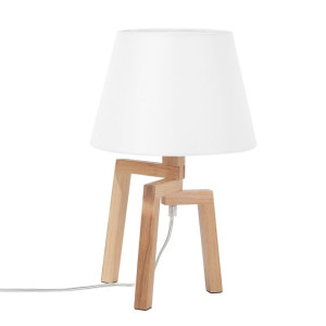 Lampka nocna drewniana biała NALON