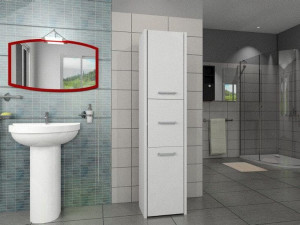 Szafka łazienkowa - słupek 30 zamknięty, Biały, Ergonomiczna szafka