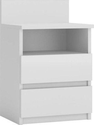 Biała Szafka Nocna - Malwa, mała i ergonomiczna szafka sypialniana