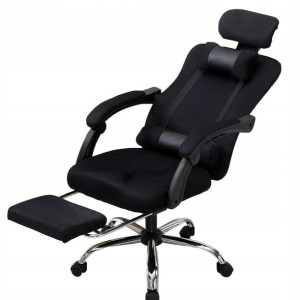 Ergonomiczny, obrotowy fotel z podnóżek, zagłówek
