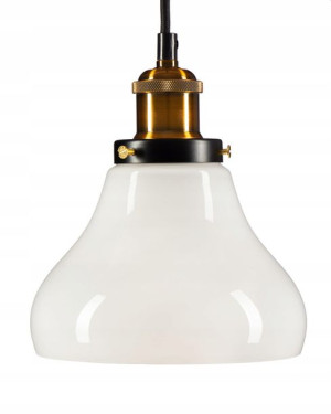Lampa wisząca szklana STOŻEK mleczna biała vintage