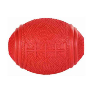 TRIXIE GRYZAK GUMOWY "RUGBY" 8cm z pojemnikiem na karmę CZERWONY