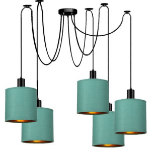 Lampa wisząca PAJĄK 5 kloszy Oro zielony