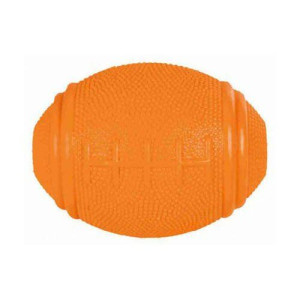 TRIXIE GRYZAK GUMOWY "RUGBY" 8cm z otworem na karmę POMARAŃCZOWY