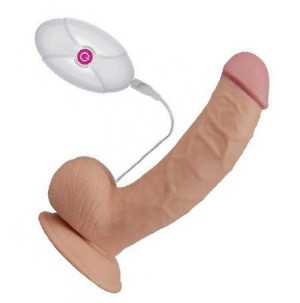 Dildo Penis 20 CM Wibrator Z PRZYSSAWKĄ I PILOTEM