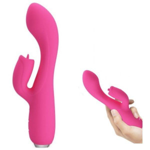Dildo Wibrator Z Języczkiem Stymulator Cyber Penis Róż
