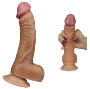 Ruchoma Skóra Dildo 20 CM Penis Z PRZYSSAWKĄ AL DENTE