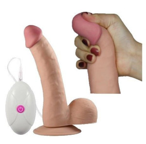 Dildo Z PRZYSSAWKĄ I PILOTEM Penis Wibrator 20 CM