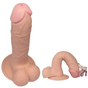 Dildo Penis z PRZYSSAWKĄ Żołądź Moszna żyły 22 cm