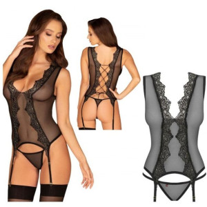 SEX Gorset i Stringi S/M BIELIZNA EROTYCZNA Koszulka Nocna Meshlove