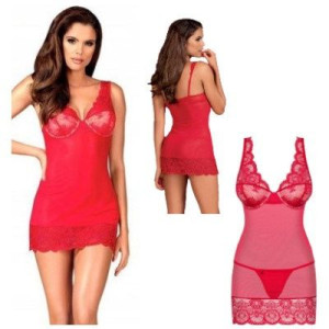 SEX Koszulka Nocna Stringi S/M BIELIZNA EROTYCZNA czerwony