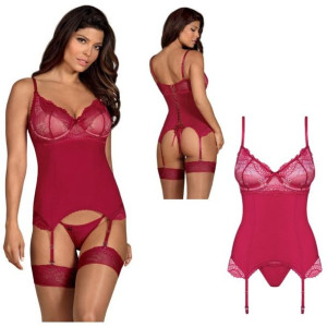 SEX Gorset i Stringi S/M BIELIZNA EROTYCZNA Red