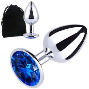Metalowy Korek Analny 7cm z Kryształem Dildo Plug Granatowy