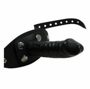 Knebel Z Podwójnym Penisem Dildo Łącznie 19 Cm
