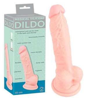 Dildo Z Sylikonu Medycznego Z Przyssawką 18 Cm