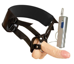 Dildo wibrator 20cm penis z uprzężą solo i dla par