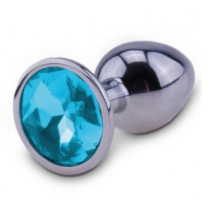 Metalowy Korek Analny Z Kamieniem Blue 8 Cm