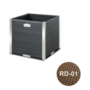 Donica technorattanowa 46x46x46 cm z aluminium - RD-01 Brąz