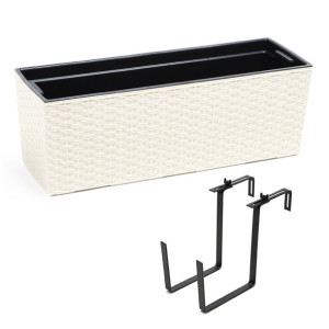 Kwietnik BEGONIA rattan kremowy 19x56x19,5cm doniczka + uchwyt na balkon
