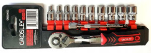 ZESTAW 12 cz. KLUCZY NASADOWYCH z grzechotką 1/4''