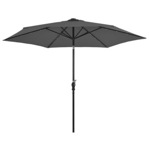 VidaXL Parasol ogrodowy z LED i stalowym słupkiem, 300 cm, antracytowy