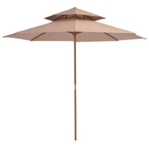 VidaXL Parasol ogrodowy z podwójnym daszkiem, 270 cm, taupe
