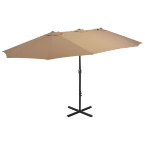 VidaXL Parasol ogrodowy na słupku aluminiowym, 460 x 270 cm, taupe