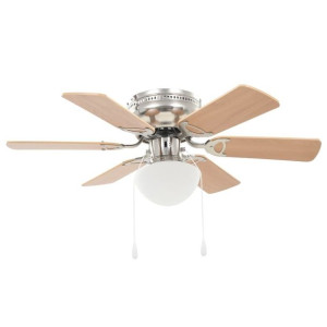 VidaXL Zdobiony wentylator sufitowy z lampą, 82 cm, jasnobrązowy