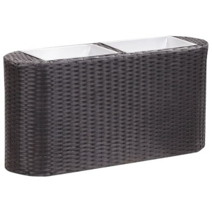 VidaXL Podwyższona donica ogrodowa, 80x25x40 cm, polirattan, czarna