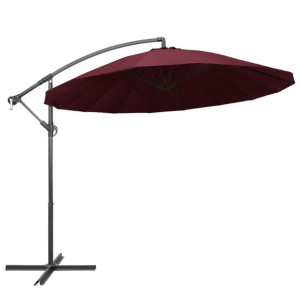 VidaXL Wiszący parasol ogrodowy, burgund, 3 m, słupek aluminiowy