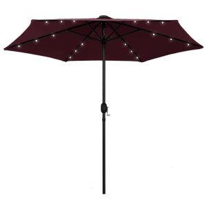 VidaXL Parasol ogrodowy z LED i aluminiowym słupkiem, 270 cm, bordo
