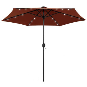 VidaXL Parasol ogrodowy z LED i aluminiowym słupkiem, 270 cm, terakota